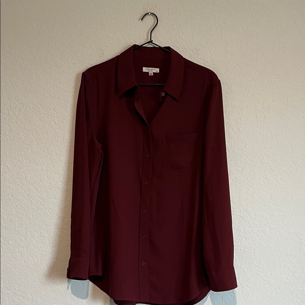 Equipment Maroon Button Up Blouse Top